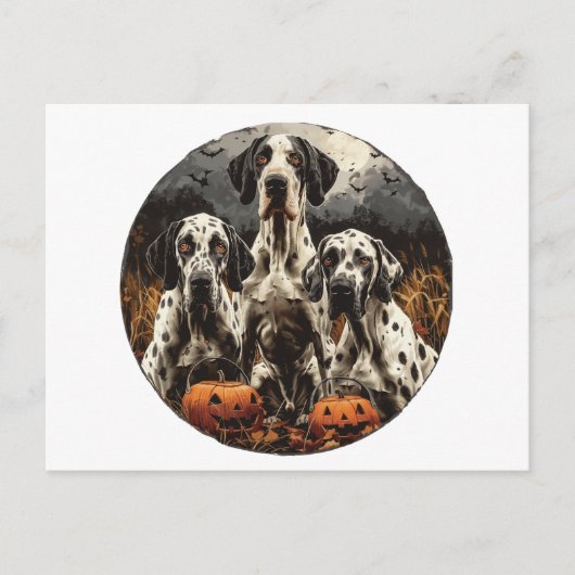 Halloween Great Dane Dogs Kürbislaterne Postkarte (Vorderseite)