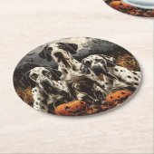 Halloween Great Dane Dogs Kürbislaterne Runder Pappuntersetzer (Angewinkelt)