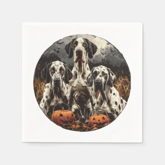 Halloween Great Dane Dogs Kürbislaterne Serviette (Vorderseite)