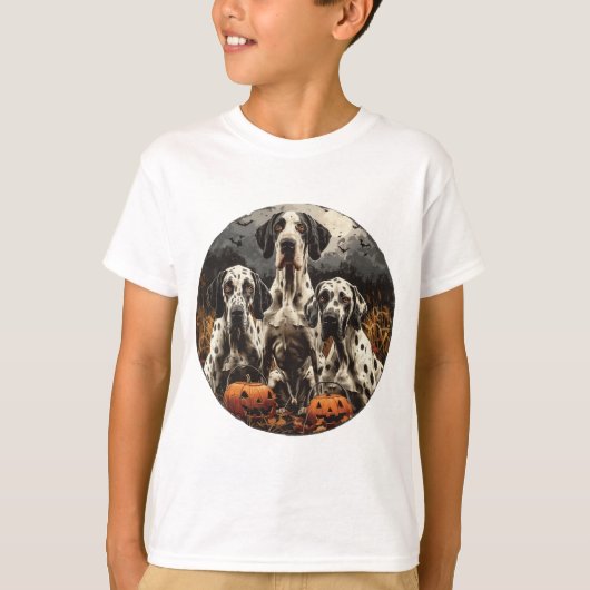 Halloween Great Dane Dogs Kürbislaterne T-Shirt (Vorderseite)