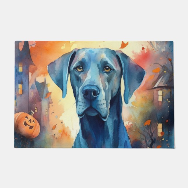 Halloween Great Dane mit Pumpkins Beängstigend Fußmatte (Vorderseite)
