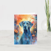 Halloween Great Dane mit Pumpkins Beängstigend Karte (Vorderseite)