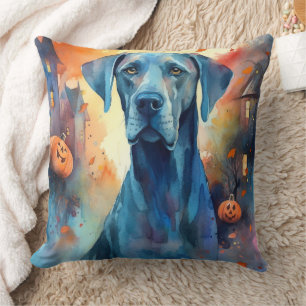 Halloween Great Dane mit Pumpkins Beängstigend Kissen