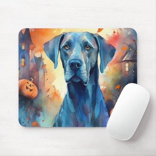 Halloween Great Dane mit Pumpkins Beängstigend Mousepad (Mit Mouse)