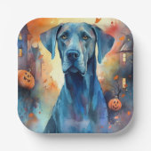 Halloween Great Dane mit Pumpkins Beängstigend Pappteller (Vorderseite)