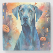 Halloween Great Dane mit Pumpkins Beängstigend Steinuntersetzer (Vorderseite)