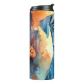 Halloween Great Dane mit Pumpkins Beängstigend Thermosbecher (Nach links gedreht)