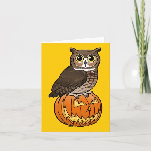 Halloween Great Horned Owl Karte (Vorderseite)