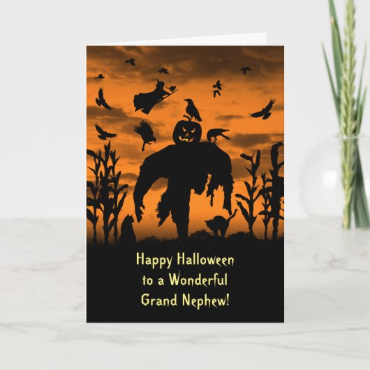 Halloween Great or Grand Nephew Scarecrow Hexe Karte (Vorderseite)