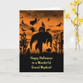 Halloween Great or Grand Nephew Scarecrow Hexe Karte (Gelbe Blume)