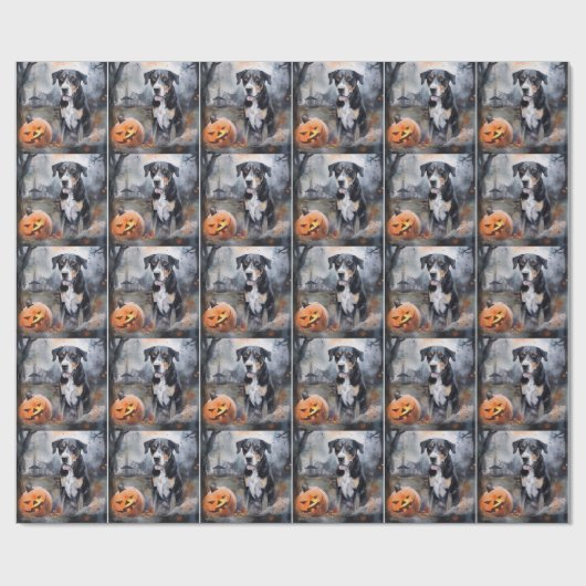 Halloween Greater Swiss mit Pumpkins Beängstigend Geschenkpapier (Flach)