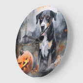 Halloween Greater Swiss mit Pumpkins Beängstigend Große Wanduhr (Winkel)