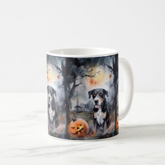 Halloween Greater Swiss mit Pumpkins Beängstigend Kaffeetasse (VorderseiteRechts)