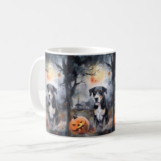 Halloween Greater Swiss mit Pumpkins Beängstigend Kaffeetasse (Vorderseite Links)