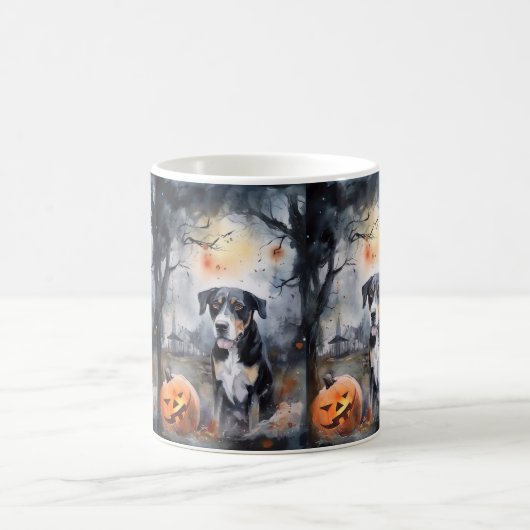 Halloween Greater Swiss mit Pumpkins Beängstigend Kaffeetasse (Mittel)