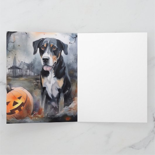 Halloween Greater Swiss mit Pumpkins Beängstigend Karte (Innenseite)