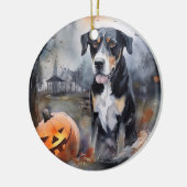 Halloween Greater Swiss mit Pumpkins Beängstigend Keramik Ornament (Links)