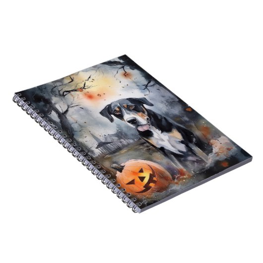 Halloween Greater Swiss mit Pumpkins Beängstigend Notizblock (Rechte Seite)