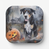 Halloween Greater Swiss mit Pumpkins Beängstigend Pappteller (Vorderseite)