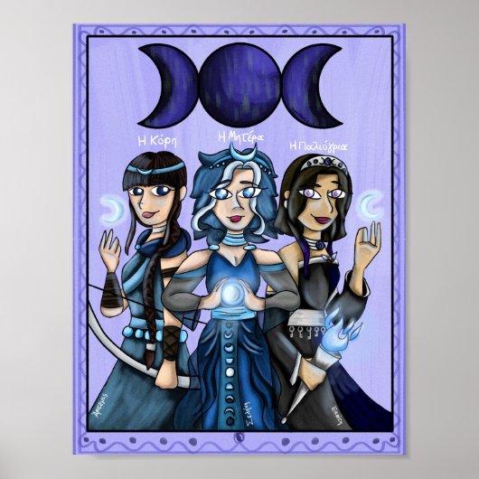 Halloween Greek Mythology Moon Goddesses Art Print Poster (Vorne)