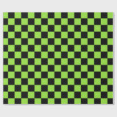 Halloween Green Black Schachbrett Geburtstagsbenut Geschenkpapier (Flach)