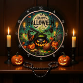 Halloween Green Cauldron Große Wanduhr