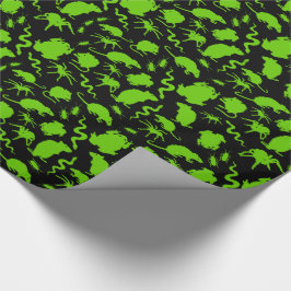 Halloween Green Creeplies Rats Toads Spiders Geschenkpapier