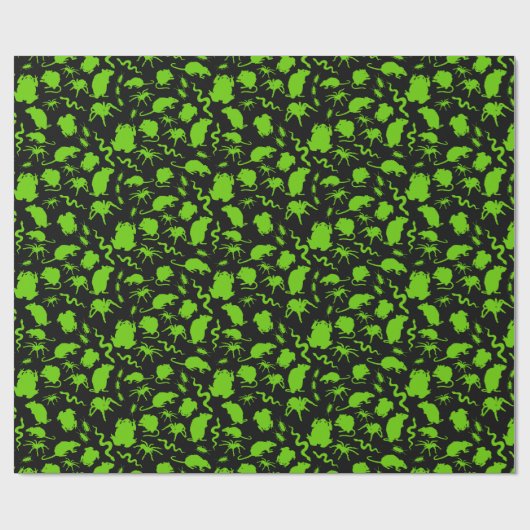 Halloween Green Creeplies Rats Toads Spiders Geschenkpapier (Flach)