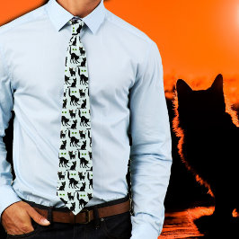 Halloween Green Eyes Cats Pattern Krawatte