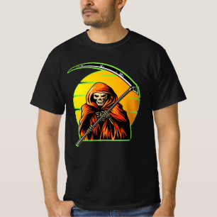 Halloween Green Grim Sensenmann Scythe Sunset Deat T-Shirt