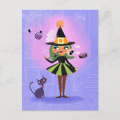 Halloween Green Hair Witz Lavender & Pink Postkarte (Vorderseite)