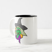 Halloween Green Hexe Zweifarbige Tasse (Vorderseite Links)