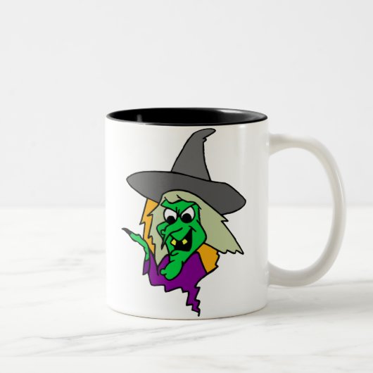 Halloween Green Hexe Zweifarbige Tasse (Rechts)