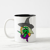 Halloween Green Hexe Zweifarbige Tasse (Links)