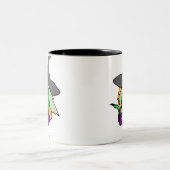 Halloween Green Hexe Zweifarbige Tasse (Mittel)