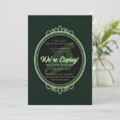 Halloween Green Horse Skull Elopement Einladung (Stehend Vorderseite)