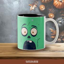 Halloween Green Scared Zombie Coffee Mug Zweifarbige Tasse