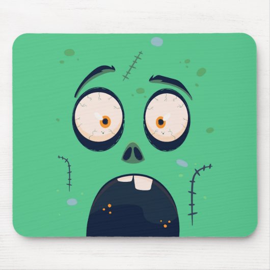 Halloween Green Scared Zombie Mousepad (Vorne)