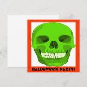 Halloween Green Skull Invite Einladung (Vorne/Hinten)