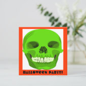 Halloween Green Skull Invite Einladung (Stehend Vorderseite)