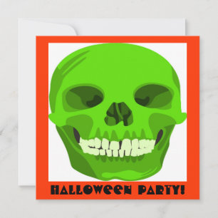 Halloween Green Skull Invite Einladung