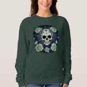 Halloween Green Skulls & Rose Spooky Sweatshirt (Vorderseite)