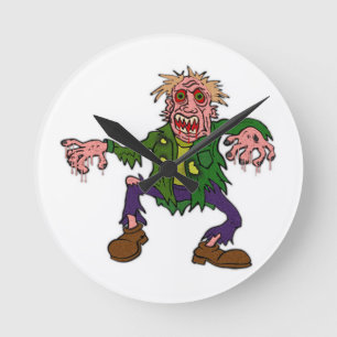 Halloween Green Zombie Monster Runde Wanduhr