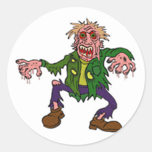 Halloween Green Zombie Monster Runder Aufkleber