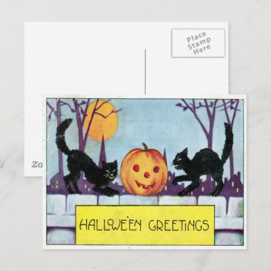 Hallowe'en Greeting Postkarte (Vorne/Hinten)