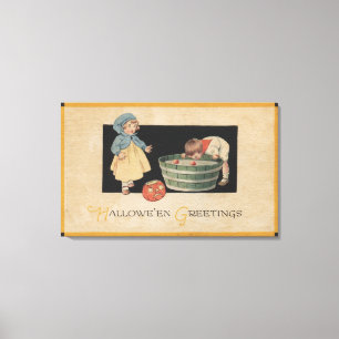 Halloween GreetingBobbing für Äpfel Leinwanddruck