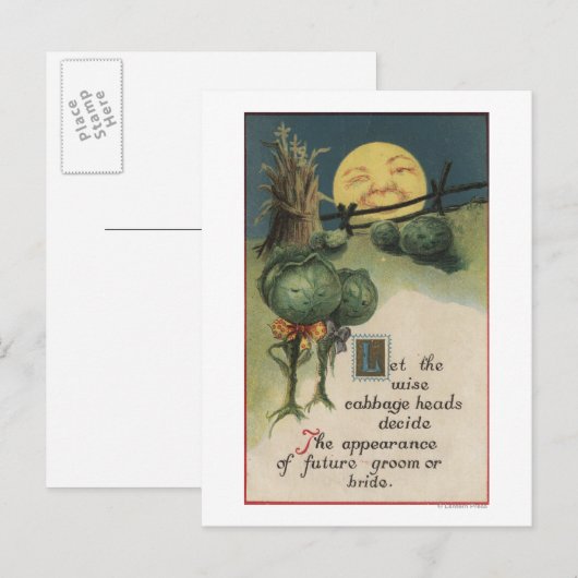 Halloween GreetingCabbage Anthropomorphismus Postkarte (Vorne/Hinten)