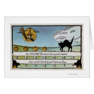 Halloween GreetingCat auf Zaun