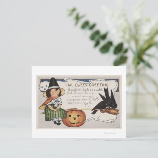 Halloween GreetingCrows Postkarte (Stehend Vorderseite)