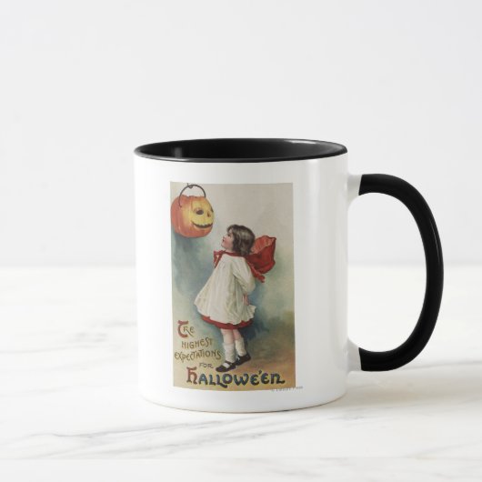 Halloween GreetingGirl in Rot und Weiß Tasse (Rechts)